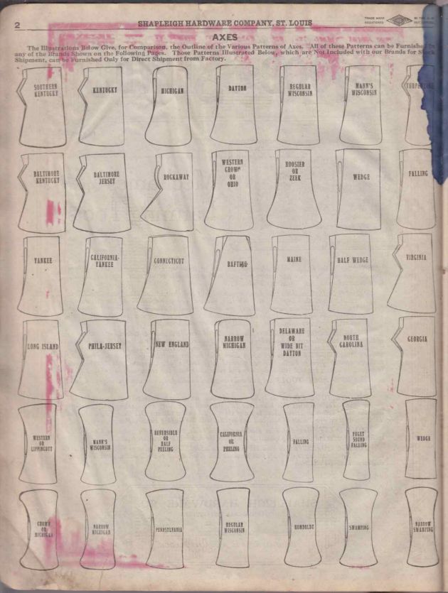 Ax_Axe Head Pattern Shapleigh Hardware Catalog 1929